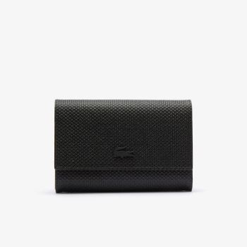 Lacoste Chantaco Matte Piqué Leather Snap Flap Wallet Dámské - Peněženka Černé | CZ-9ydZ2q